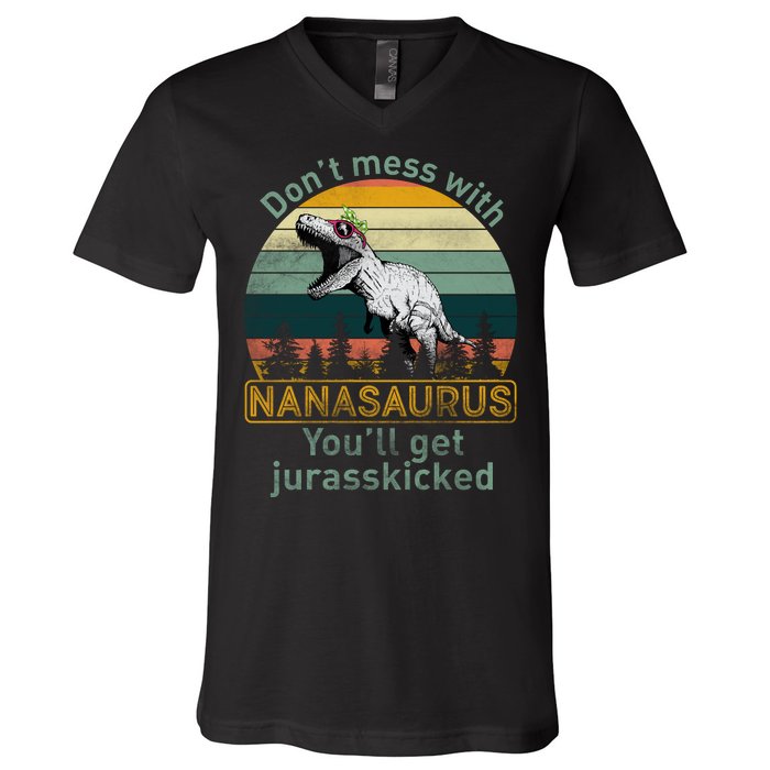 Don't Mess with Nanasaurus V-Neck T-Shirt