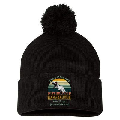 Don't Mess with Nanasaurus Pom Pom 12in Knit Beanie