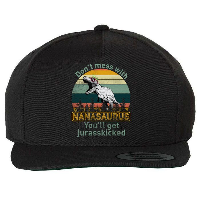 Don't Mess with Nanasaurus Wool Snapback Cap