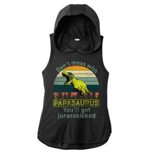 Don't Mess With Papasaurus Ladies PosiCharge Tri-Blend Wicking Draft Hoodie Tank