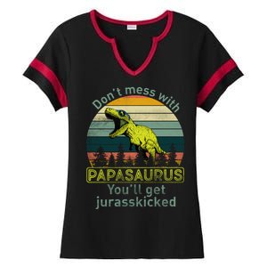 Don't Mess With Papasaurus Ladies Halftime Notch Neck Tee