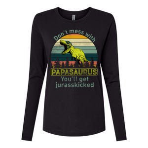 Don't Mess With Papasaurus Womens Cotton Relaxed Long Sleeve T-Shirt