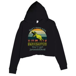 Don't Mess With Papasaurus Crop Fleece Hoodie