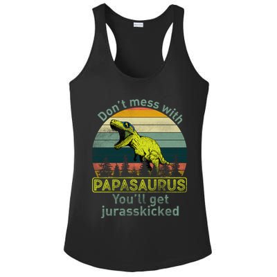 Don't Mess With Papasaurus Ladies PosiCharge Competitor Racerback Tank