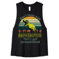 Don't Mess With Papasaurus Women's Racerback Cropped Tank