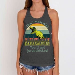 Don't Mess With Papasaurus Women's Knotted Racerback Tank