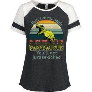 Don't Mess With Papasaurus Enza Ladies Jersey Colorblock Tee