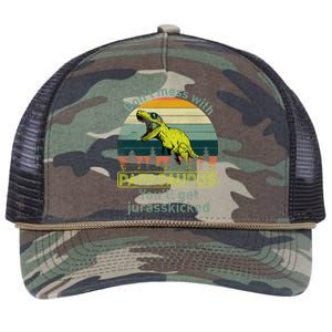 Don't Mess With Papasaurus Retro Rope Trucker Hat Cap