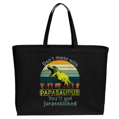 Don't Mess With Papasaurus Cotton Canvas Jumbo Tote