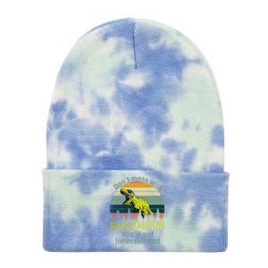 Don't Mess With Papasaurus Tie Dye 12in Knit Beanie