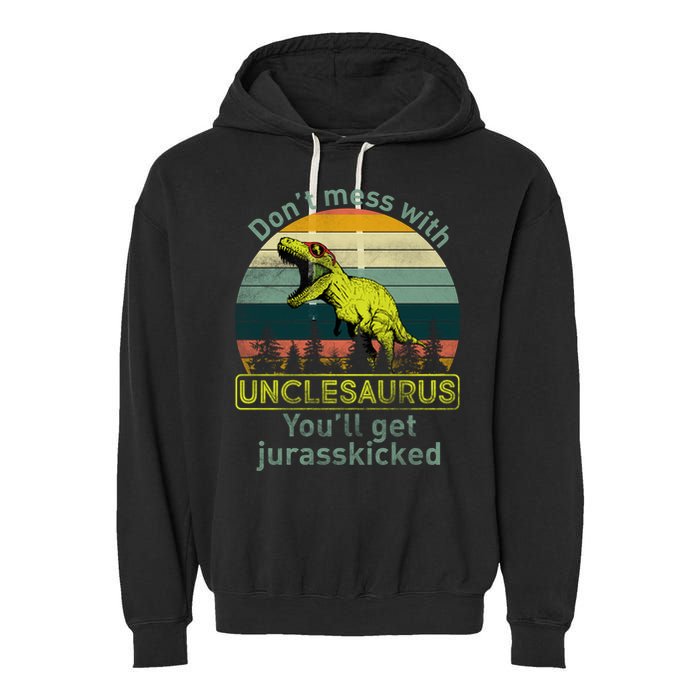 Don't Mess With Unclesaurus Garment-Dyed Fleece Hoodie