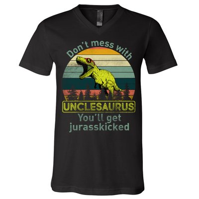 Don't Mess With Unclesaurus V-Neck T-Shirt
