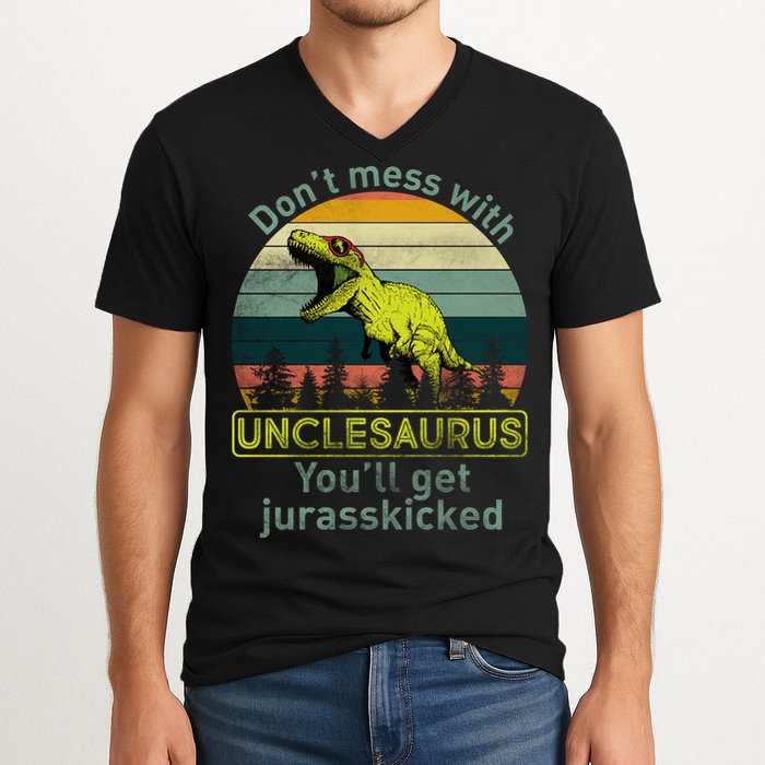 Don't Mess With Unclesaurus V-Neck T-Shirt