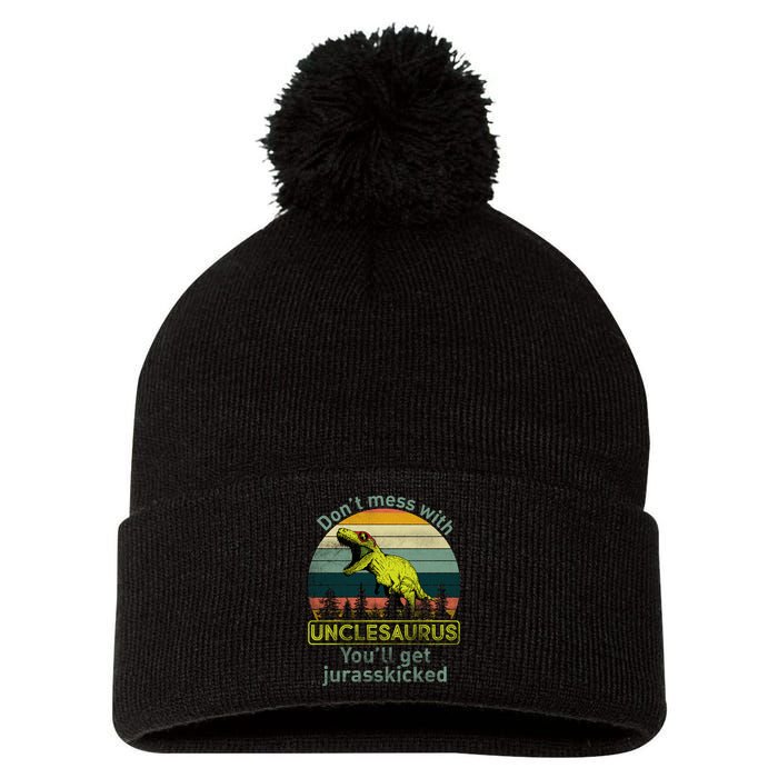Don't Mess With Unclesaurus Pom Pom 12in Knit Beanie
