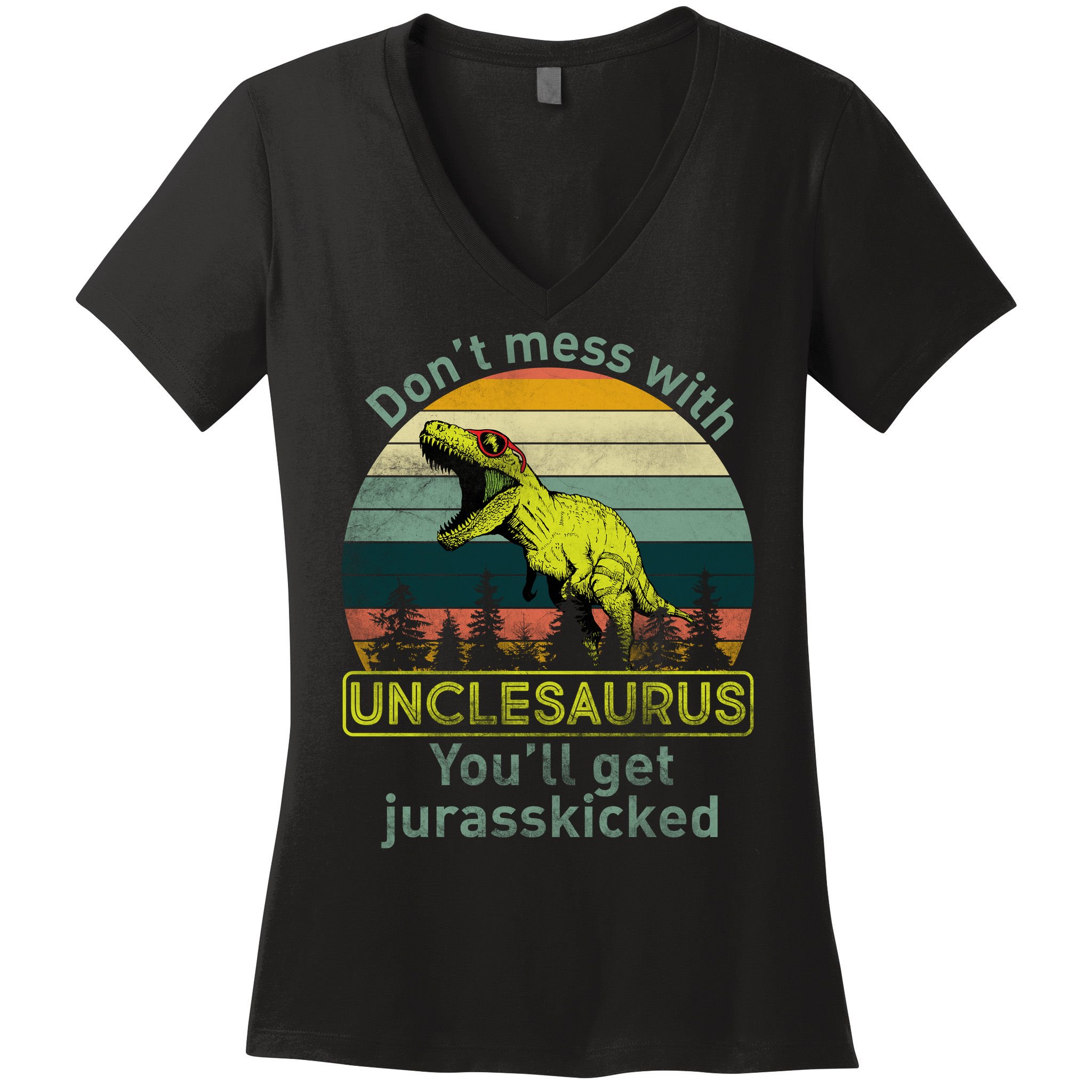 Don't Mess With Unclesaurus Women's V-Neck T-Shirt