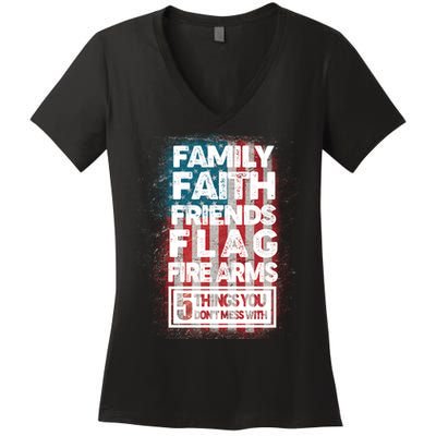 Don't Mess With Us Tough American Women's V-Neck T-Shirt