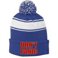 Don't Panic Vintage Distressed Panicking Stripe Pom Pom Beanie