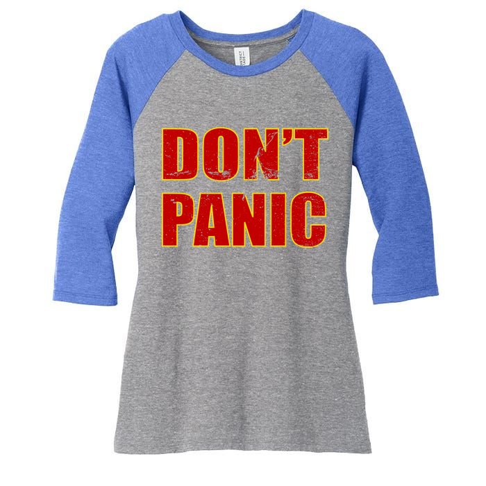 Don't Panic Vintage Distressed Panicking Women's Tri-Blend 3/4-Sleeve Raglan Shirt