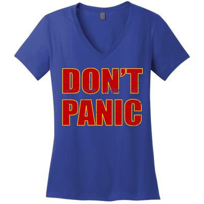 Don't Panic Vintage Distressed Panicking Women's V-Neck T-Shirt