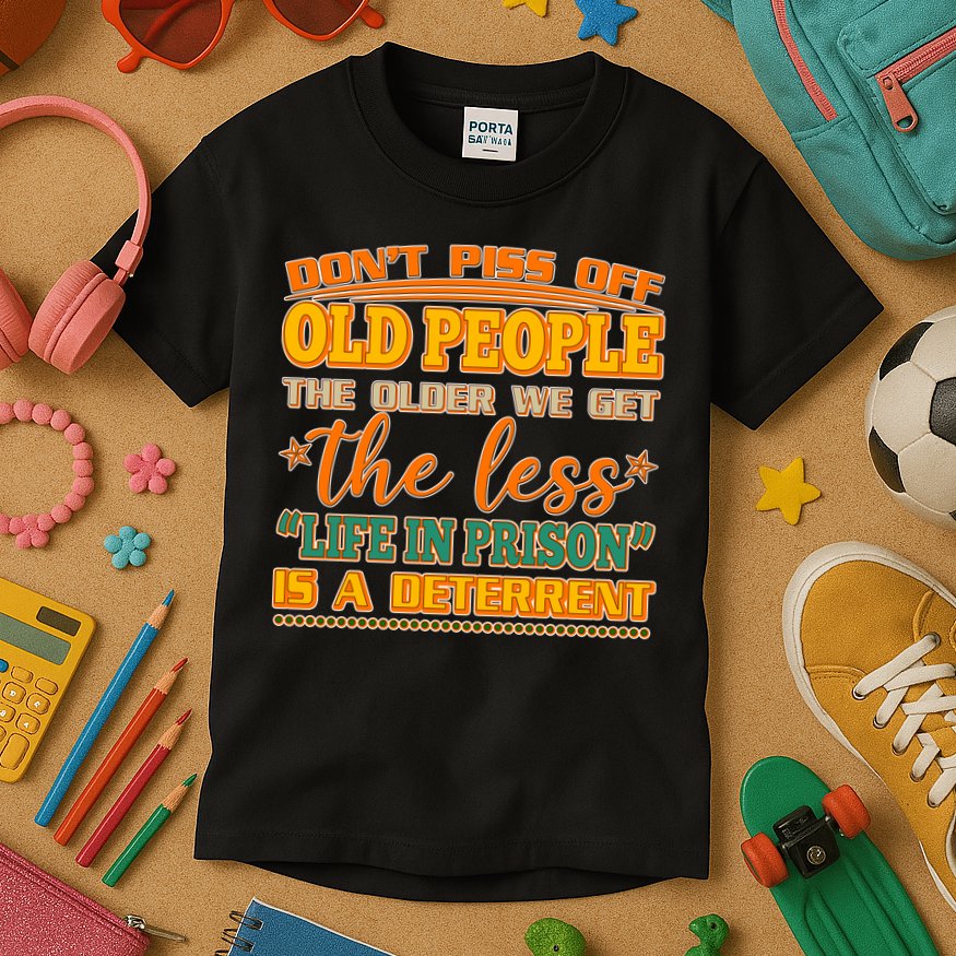 Don't Piss Off Old People The Less Life in Prison Is A Deterrent Kids T-Shirt