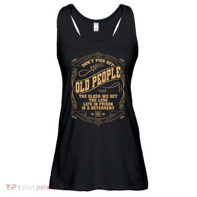 Don't Piss Off Old People We Get Less Life In Prison Ladies Essential Flowy Tank