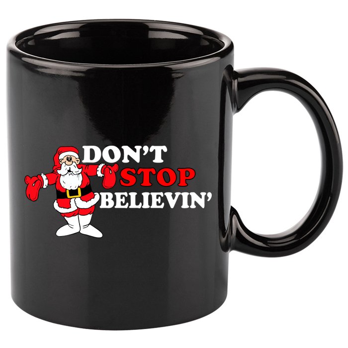 Don't Stop Believin Santa 11oz C Handle Ceramic Mug