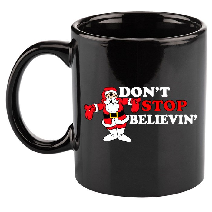 Don't Stop Believin Santa 11oz C Handle Ceramic Mug