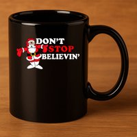 Don't Stop Believin Santa 11oz C Handle Ceramic Mug