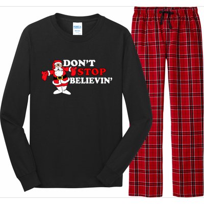 Don't Stop Believin Santa Long Sleeve Pajama Set