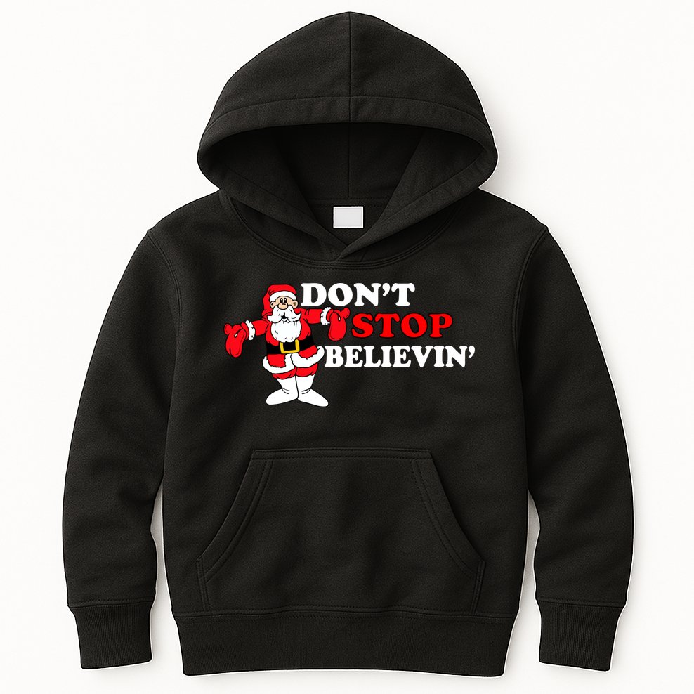 Don't Stop Believin Santa Kids Hoodie