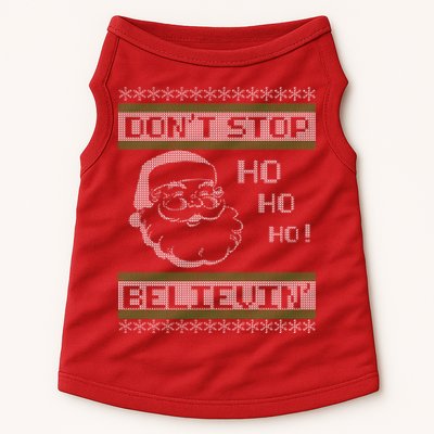 Don't Stop Believin Santa Ho Ugly Christmas Doggie Tank