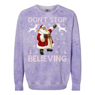 Don't Stop Believing Christmas Ugly Sweater Design Colorblast Crewneck Sweatshirt