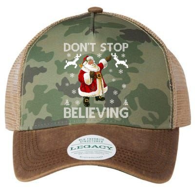 Don't Stop Believing Christmas Ugly Sweater Design Legacy Tie Dye Trucker Hat