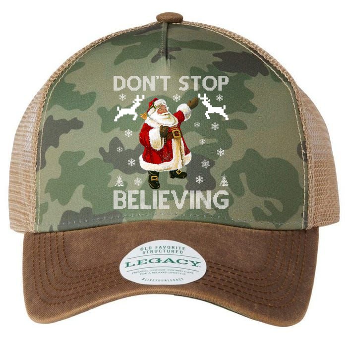 Don't Stop Believing Christmas Ugly Sweater Design Legacy Tie Dye Trucker Hat