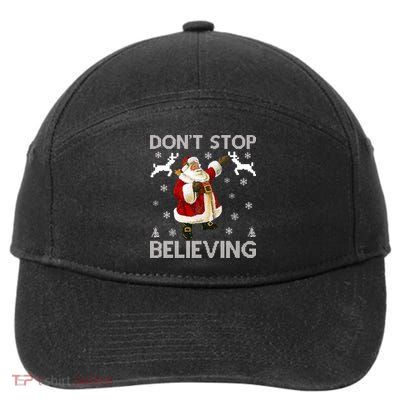 Don't Stop Believing Christmas Ugly Sweater Design 7-Panel Snapback Hat