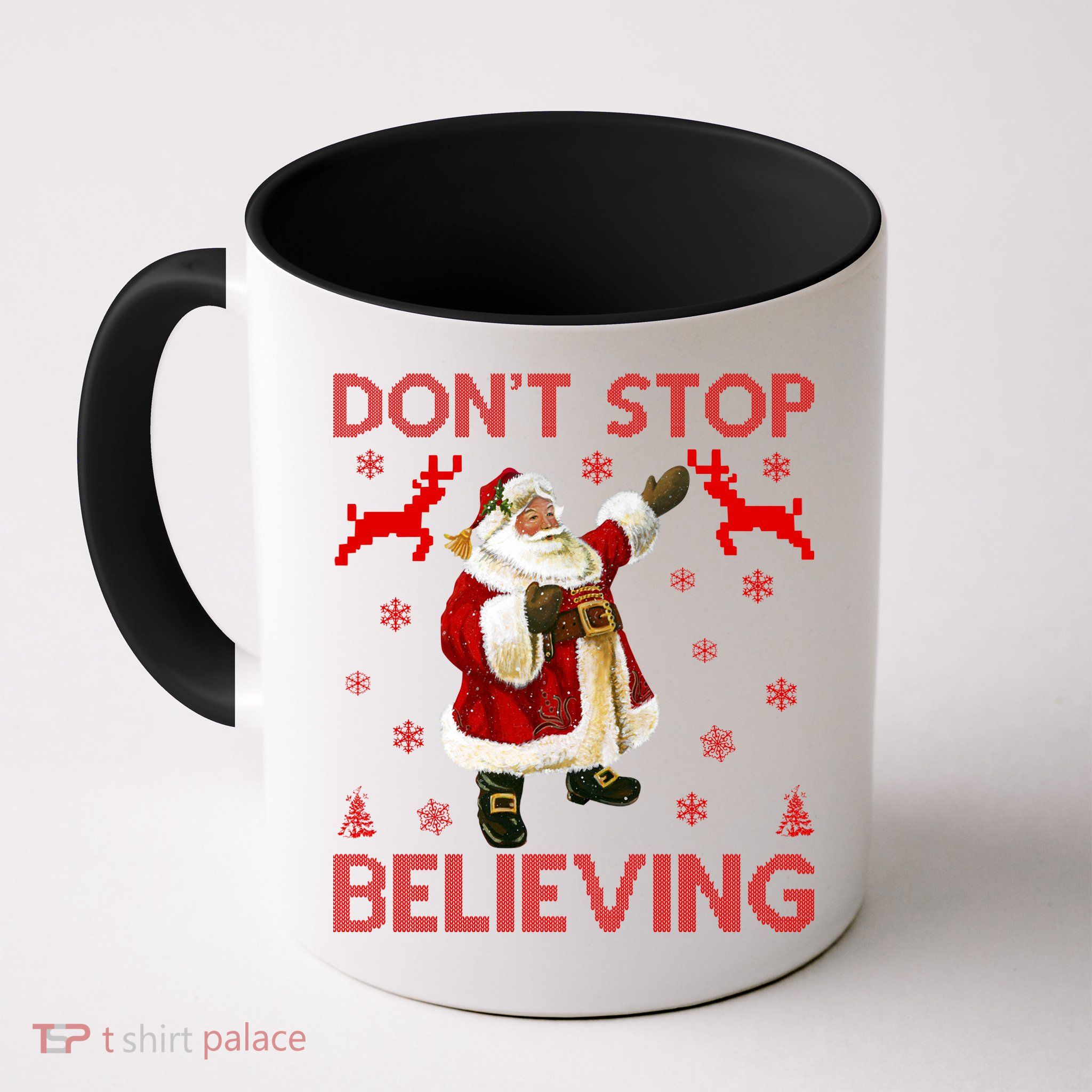 Don't Stop Believing Christmas Ugly Sweater Design Mug