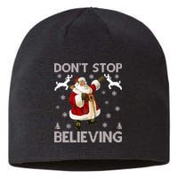 Don't Stop Believing Christmas Ugly Sweater Design Sustainable Beanie