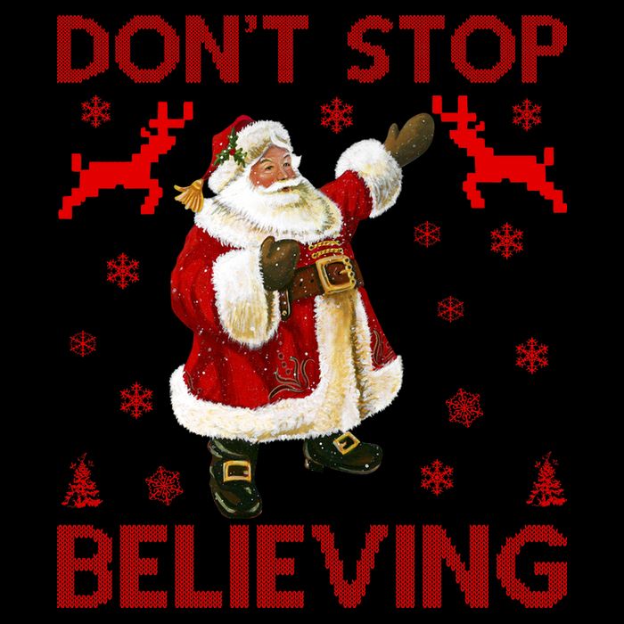 Don't Stop Believing Christmas Ugly Sweater Design 16oz Travel Tumbler