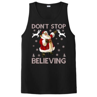 Don't Stop Believing Christmas Ugly Sweater Design PosiCharge Competitor Tank