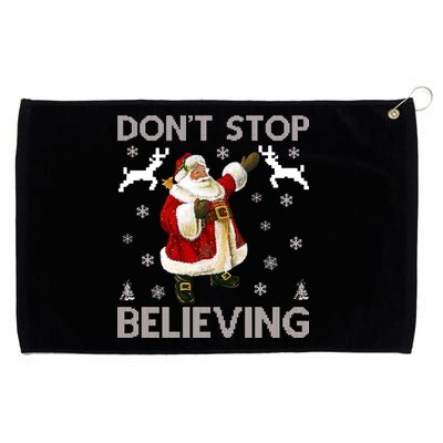 Don't Stop Believing Christmas Ugly Sweater Design Grommeted Golf Towel