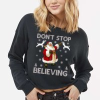 Don't Stop Believing Christmas Ugly Sweater Design Cropped Pullover Crew