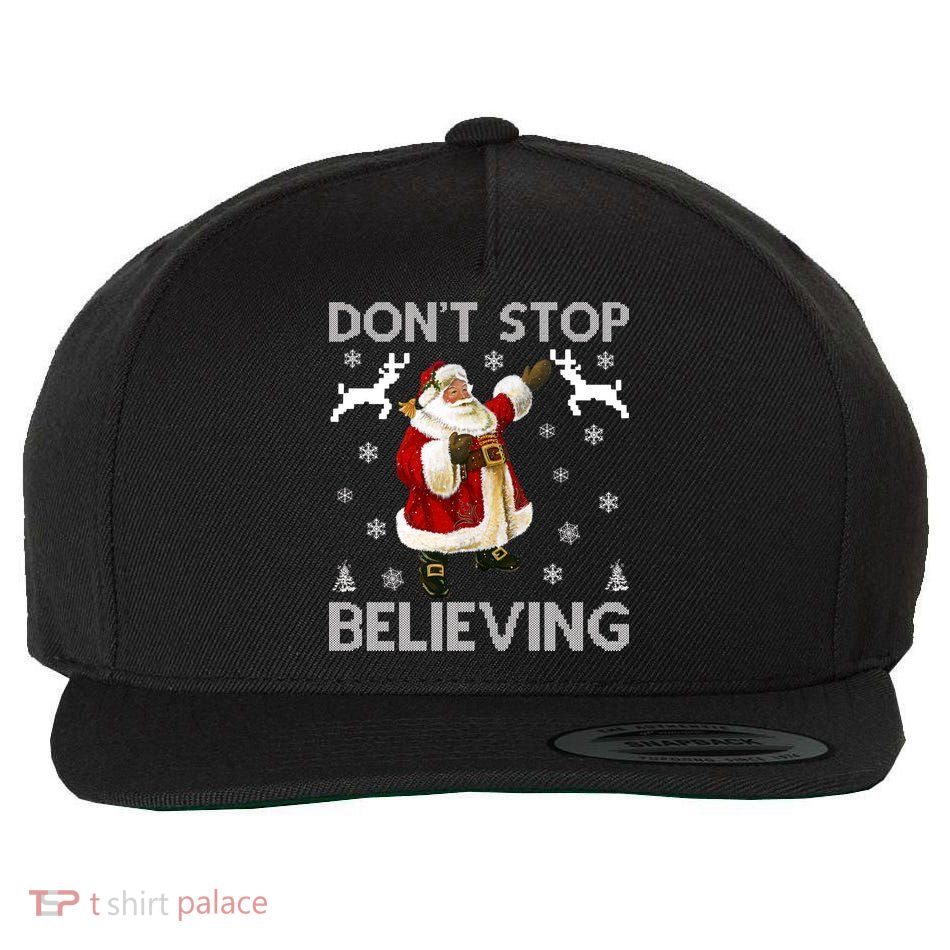 Don't Stop Believing Christmas Ugly Sweater Design Wool Snapback Cap