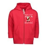 Don't Stop Believing Christmas Ugly Sweater Design Toddler Zip Fleece Hoodie