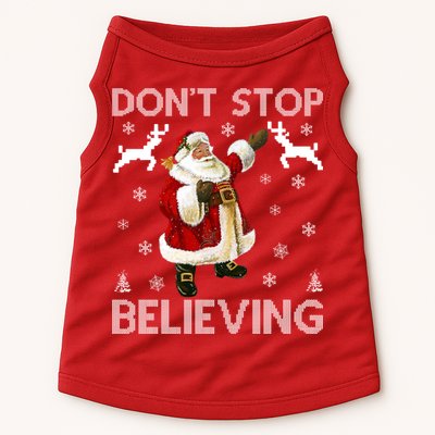 Don't Stop Believing Christmas Ugly Sweater Design Doggie Tank