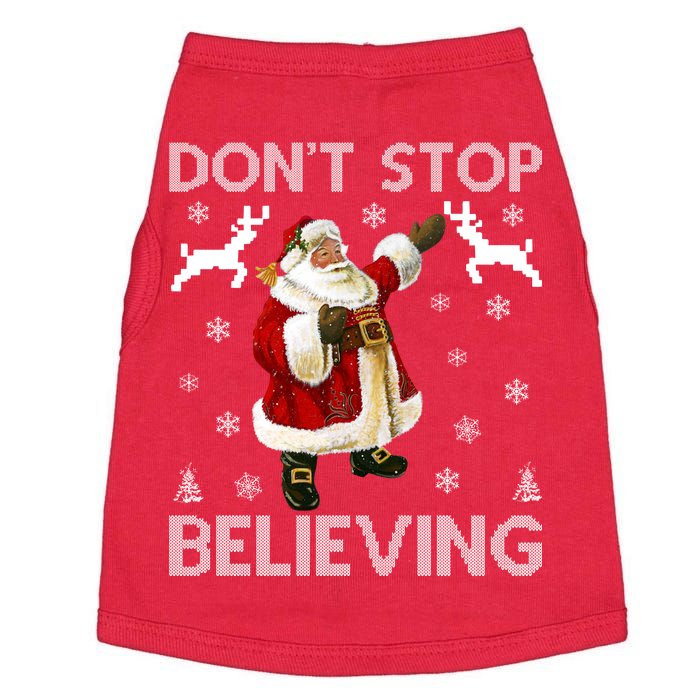 Don't Stop Believing Christmas Ugly Sweater Design Doggie Tank