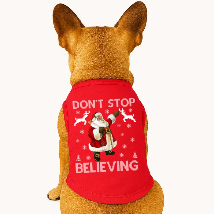 Don't Stop Believing Christmas Ugly Sweater Design Doggie Tank