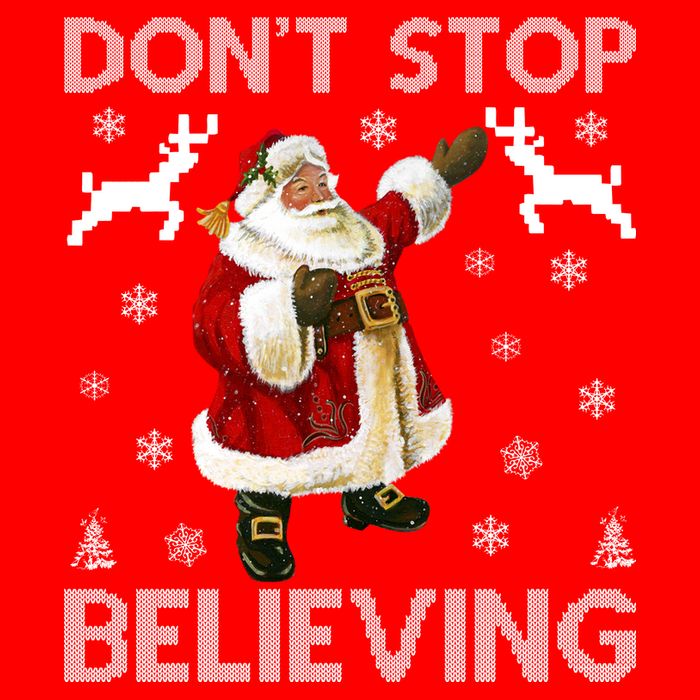 Don't Stop Believing Christmas Ugly Sweater Design T-Shirt