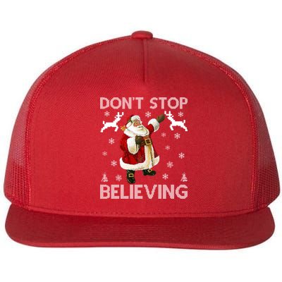 Don't Stop Believing Christmas Ugly Sweater Design Flatbill Hat