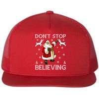 Don't Stop Believing Christmas Ugly Sweater Design Flat Bill Trucker Hat