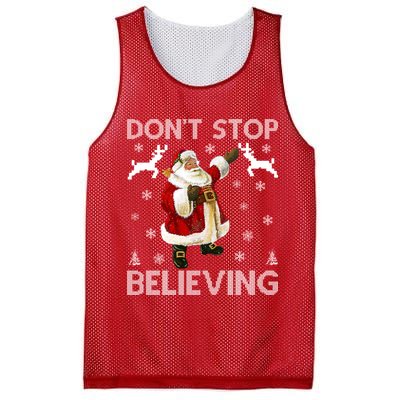 Don't Stop Believing Christmas Ugly Sweater Design Mesh Reversible Basketball Jersey Tank